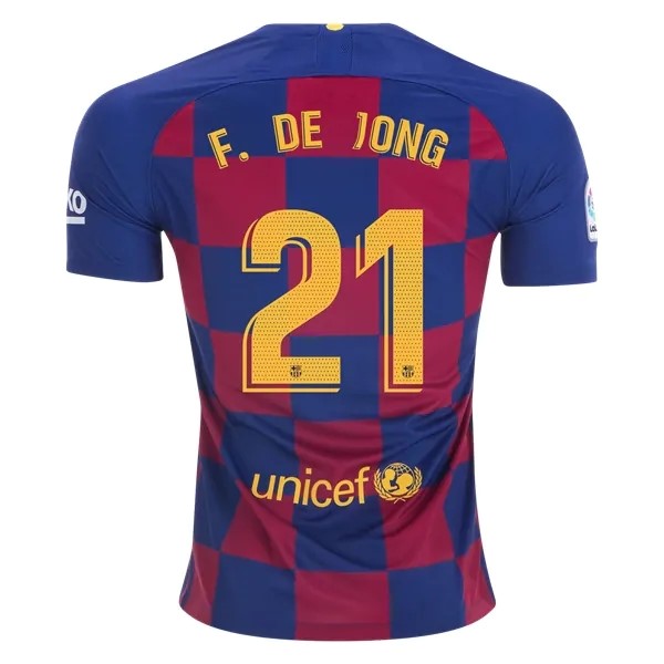 Camiseta Barcelona NO.21 De Jong Primera equipación 2019-2020 Azul Rojo